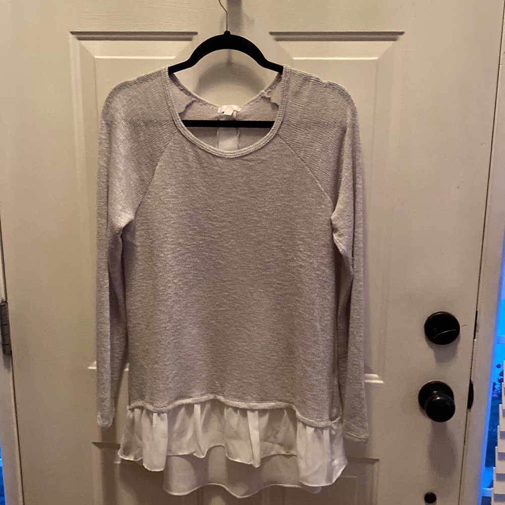 C Gray and White Sheer Shirt